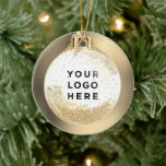 Ihr Logo Custom Christmas Ball | Hintergrund Keramik Ornament<br><div class="desc">Ihr Logo Custom Christmas Ball | Jede Hintergrund Keramik Ornament. Wählen Sie Hintergrundfarbe und Logo-Größe aus. Custom Ihr Foto Weihnachtsbaumdekor Geschenk Keramik Ornament in goldfarbenen Tönen</div>