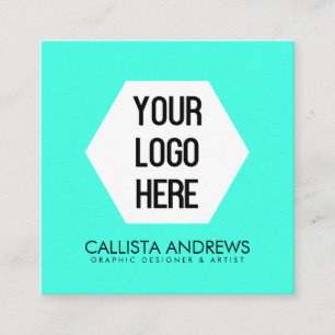 Ihr Logo Einfach Moderne Neon Aqua Black Typografy Quadratische Visitenkarte