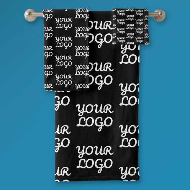 Ihr Logo | Einfaches Muster für wiederholte Logos Badhandtuch Set (Von Creator hochgeladen)