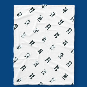 Ihr Logo Einfaches Wiederholungslogo   Weiß Fleecedecke
