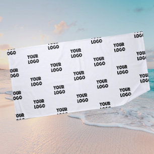 Ihr Logo Einfaches Wiederholungslogo   Weiß Strandtuch