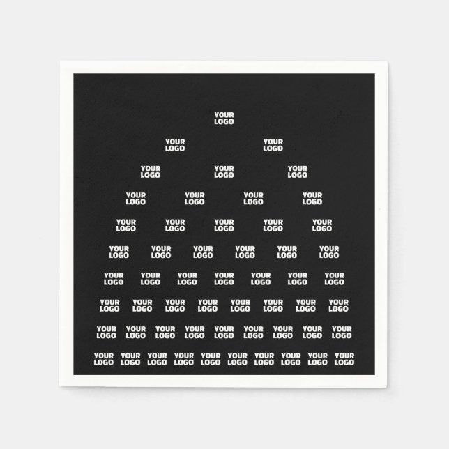 Ihr Logo Einzigartiges Muster | Schwarz (bearbeitb Serviette (Vorderseite)