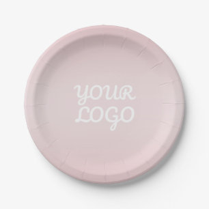 Ihr Logo & Elegantes modernes Blush-Pink-Ombre Pappteller