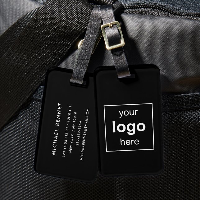 Ihr Logo für Black Business Travel Gepäckanhänger (Your Logo Here Black Business Travel Luggage Tag)