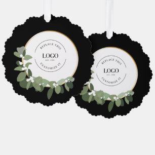Ihr Logo geht hierher Holiday Modern Wreath Busine Ornament Karte