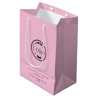 Ihr Logo-Geschäft Beruflich Pink Mittlere Geschenktüte