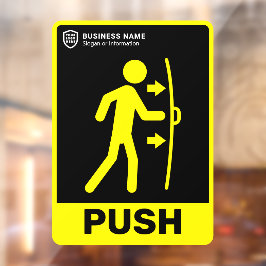 Ihr Logo-Geschäft | Zum Öffnen der Tür drücken Fensteraufkleber