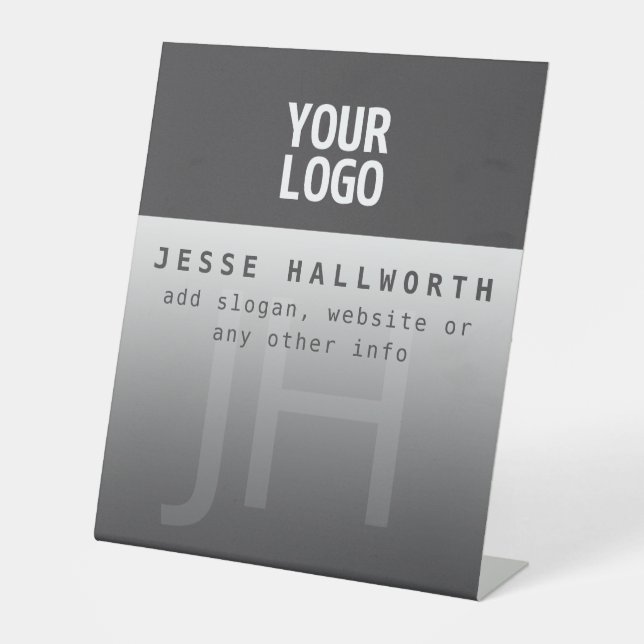 Ihr Logo, Geschäftsname und Monogramm Sockelschild (Vorderseite)