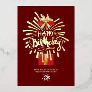 Ihr Logo Geschenk Fireworks Burgundy Group Geburts Folieneinladung