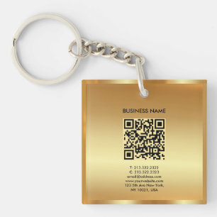 Ihr Logo Gold QR Code auf dem doppelten Platz Schlüsselanhänger