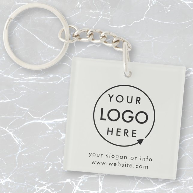 Ihr Logo | Graue Silver Business Corporate Moderne Schlüsselanhänger (Minimal company branded keychains for small business office keys, gifting & promotional swag.)