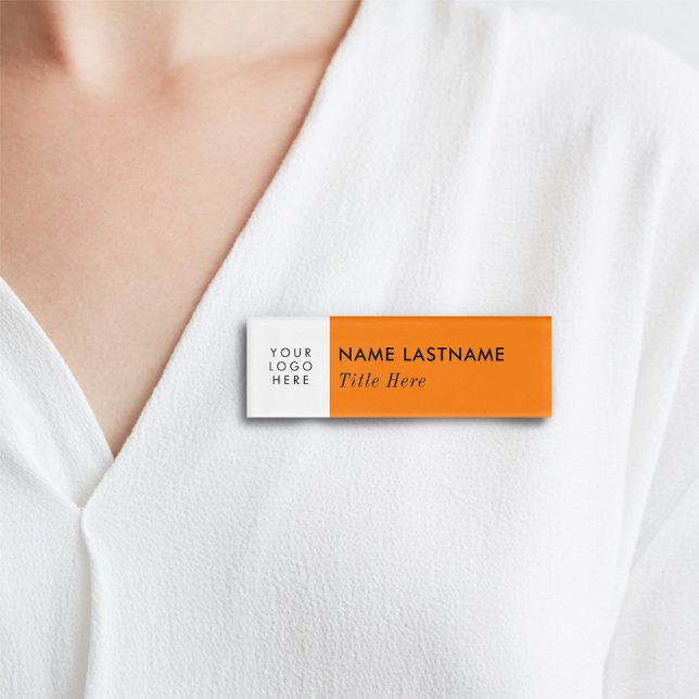 Ihr Logo helle Orange White Elegant Moderner Titel Namenschild (Von Creator hochgeladen)