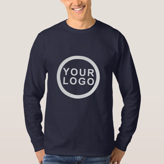 Ihr Logo Herren's Long Sleeve Shirt | Marineblau (Vorderseite)