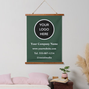 Ihr Logo hier Business Corporate Modern Brand Wandteppich Mit Holzrahmen