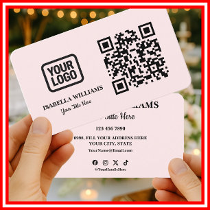 Ihr Logo Hier Einfacher Moderner Rosa Website-QR-C Visitenkarte