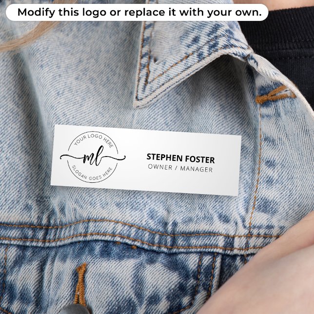 Ihr Logo hier Minimale Monogramm-Initialen weiß Namensschild (Von Creator hochgeladen)