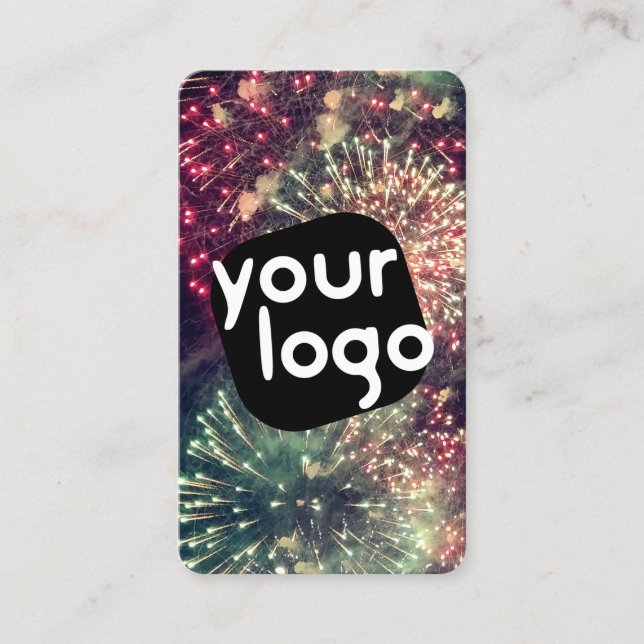 Ihr Logo hier Modern Custom QR Code Fireworks Visitenkarte (Vorderseite)