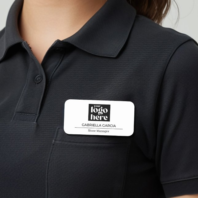 Ihr Logo hier Modern Name Tag Namensschild (Customize this name tag for a branded image in your business. Choose magnetic or pin back.)