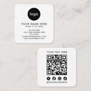 Ihr Logo hier Moderne weiße QR-Code-Scan-Website Quadratische Visitenkarte