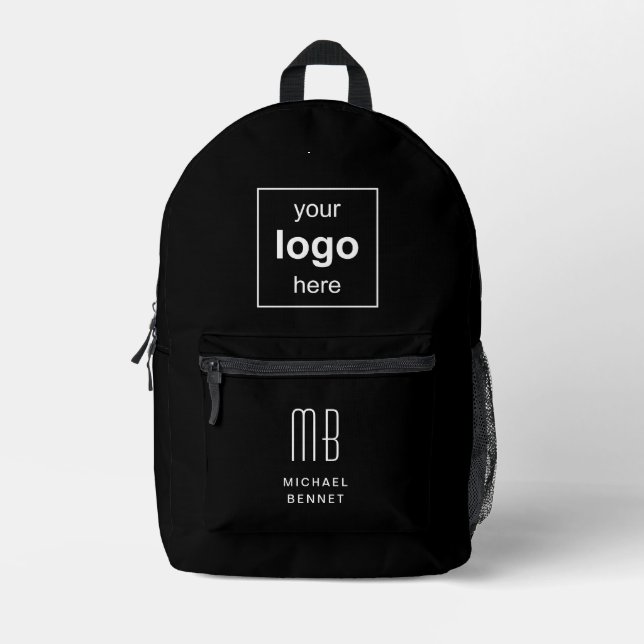 Ihr Logo hier schwarz Bedruckter Rucksack (Vorderseite)