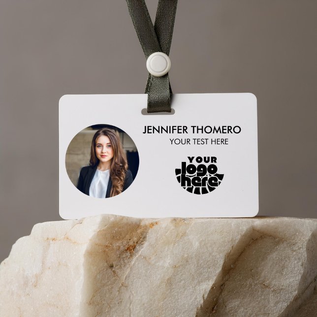 Ihr Logo hier Unternehmen Geschäft QR-Code Foto Na Ausweis (your logo here name tags badges minimalist corporate business personnel staff employee job tittle )