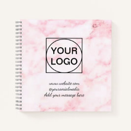 Ihr Logo hier weiß, einfach minimale PINK MARBLE Notizbuch