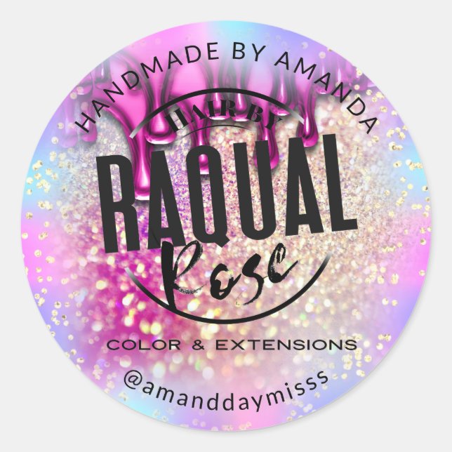 Ihr Logo Klein-Business-Glitzer Runder Aufkleber (Vorderseite)