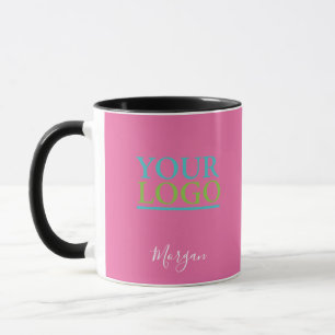 Ihr Logo/Kunst/Foto, Name in weißer Schrift, Rosa Tasse