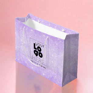 Ihr Logo Lilac Lila Glitzer Papier Einkaufstaschen Große Geschenktüte
