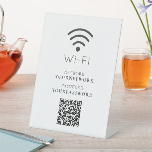 Ihr Logo Minimalist Weiß Wi-Fi QR Code Sockelschild