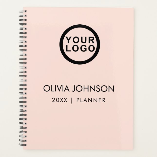 Ihr Logo Minimalistisch Blush Pink 2023 Planner Planer (Vorderseite)