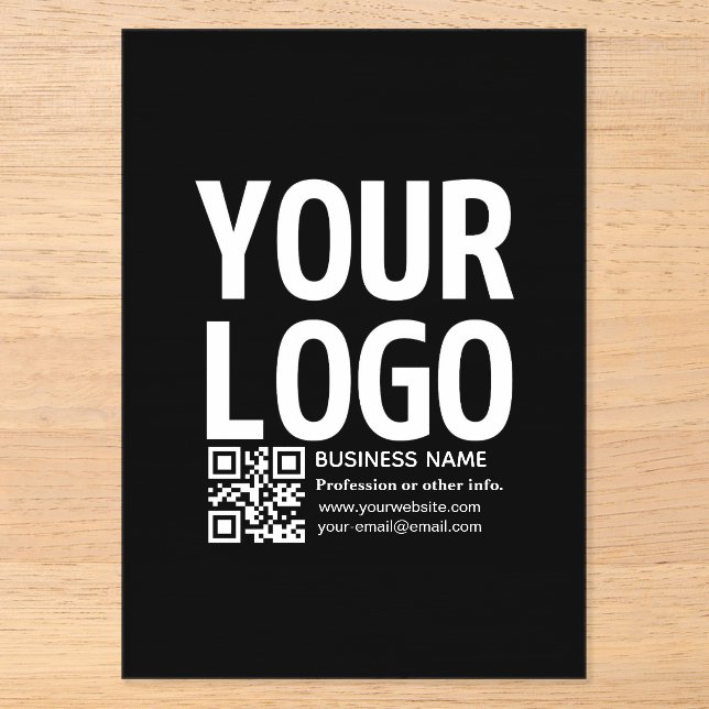 Ihr Logo mit bearbeitbarem QR-Code und Text  Acryleinladungen (Vorderseite)