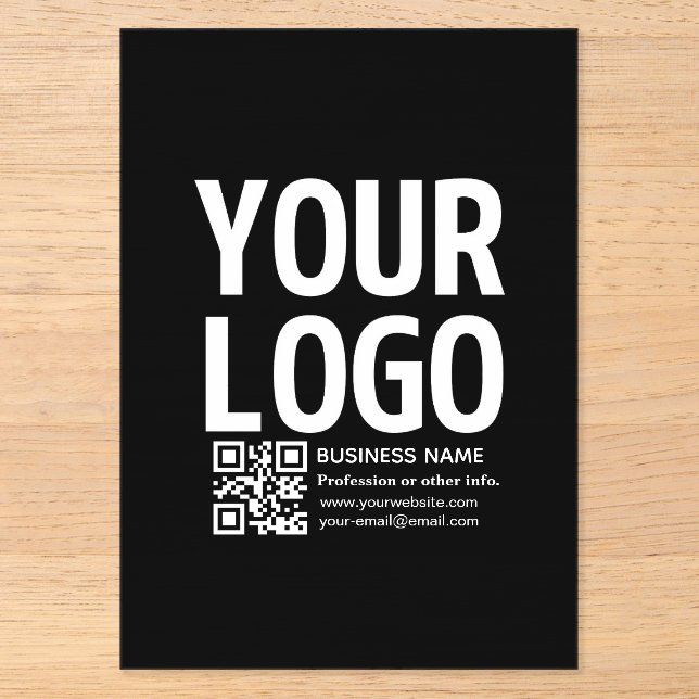 Ihr Logo mit bearbeitbarem QR-Code und Text  Acryleinladungen (Vorderseite)