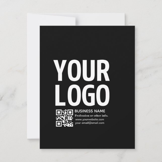 Ihr Logo mit bearbeitbarem QR-Code und Text  Ankündigung (Vorderseite)