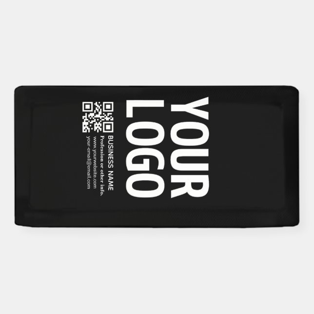 Ihr Logo mit bearbeitbarem QR-Code und Text  Banner (Horizontal)