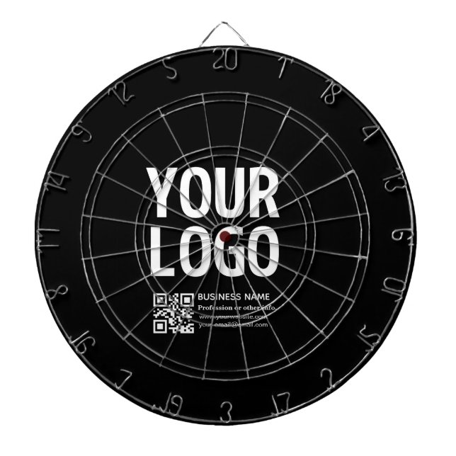 Ihr Logo mit bearbeitbarem QR-Code und Text  Dartscheibe (vorne)