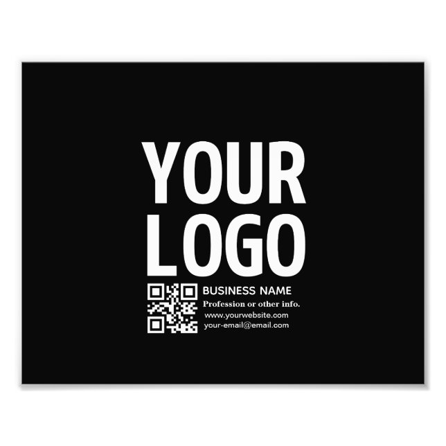 Ihr Logo mit bearbeitbarem QR-Code und Text  Fotodruck (Vorne)