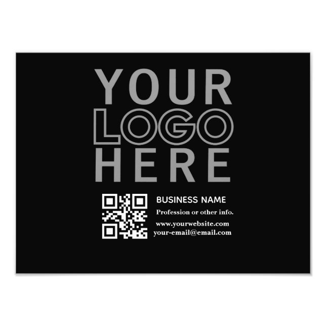 Ihr Logo mit bearbeitbarem QR-Code und Text Fotodruck (Vorne)