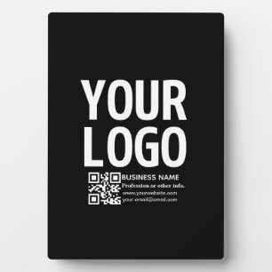 Ihr Logo mit bearbeitbarem QR-Code und Text Fotoplatte