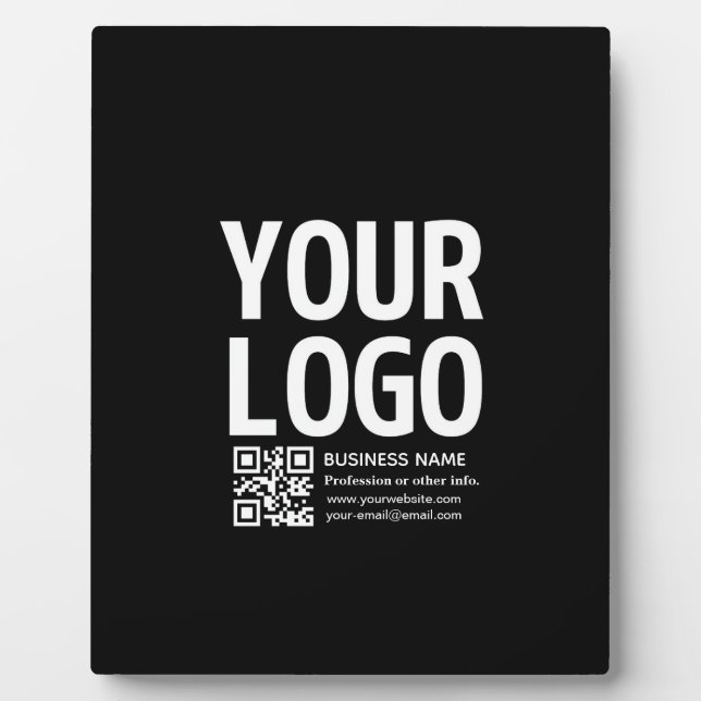 Ihr Logo mit bearbeitbarem QR-Code und Text  Fotoplatte (Vorderseite)