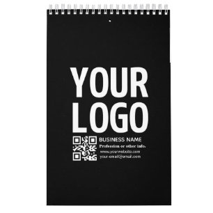 Ihr Logo mit bearbeitbarem QR-Code und Text Kalender