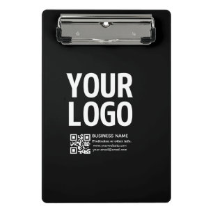 Ihr Logo mit bearbeitbarem QR-Code und Text  Mini Klemmbrett