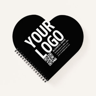 Ihr Logo mit bearbeitbarem QR-Code und Text  Notizbuch