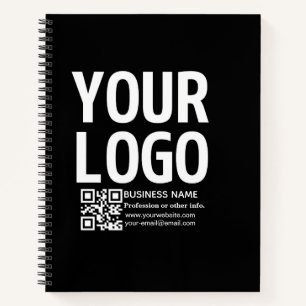 Ihr Logo mit bearbeitbarem QR-Code und Text Notizbuch