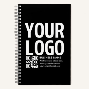 Ihr Logo mit bearbeitbarem QR-Code und Text  Notizbuch