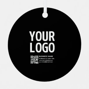 Ihr Logo mit bearbeitbarem QR-Code und Text Ornament Aus Metall