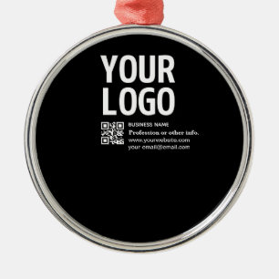 Ihr Logo mit bearbeitbarem QR-Code und Text Ornament Aus Metall