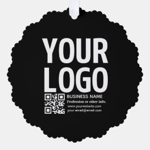 Ihr Logo mit bearbeitbarem QR-Code und Text  Ornament Karte