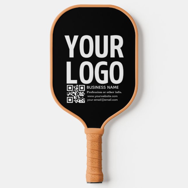 Ihr Logo mit bearbeitbarem QR-Code und Text  Pickleball Schläger (Vorderseite)