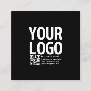 Ihr Logo mit bearbeitbarem QR-Code und Text Quadratische Visitenkarte